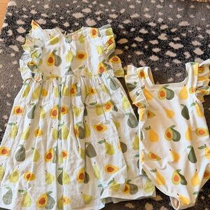 Pink Chicken Avocado Kids Dress and Bathing Suit